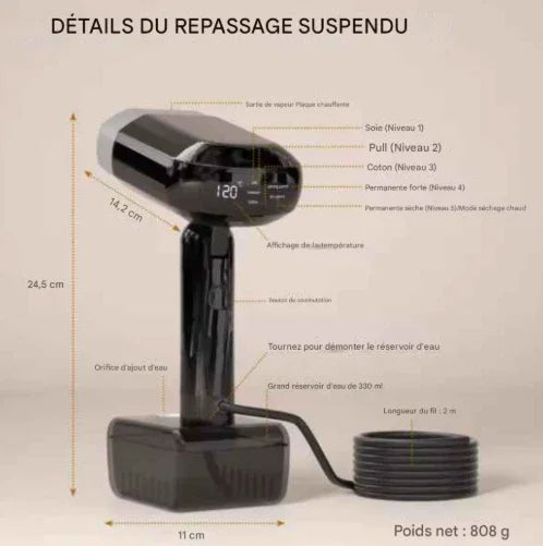 Fer à repasser à vapeur rotatif portable – Double générateur vapeur chaude humide et sèche OEM ODM Gemalys™