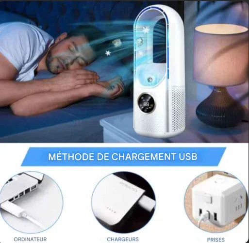 Climatiseur Portable 3 en 1 – Refroidisseur, Humidificateur et Purificateur d’Air avec 6 Vitesses Ajustables Gemalys™