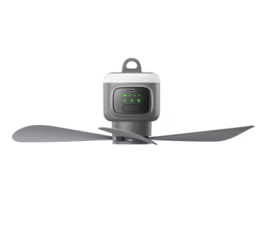 Ventilateur de camping portable rechargeable 8 000 mAh Plafonnier 3 pales amovibles, 4 vitesses, minuteur et télécommande, blanc Gemalys™