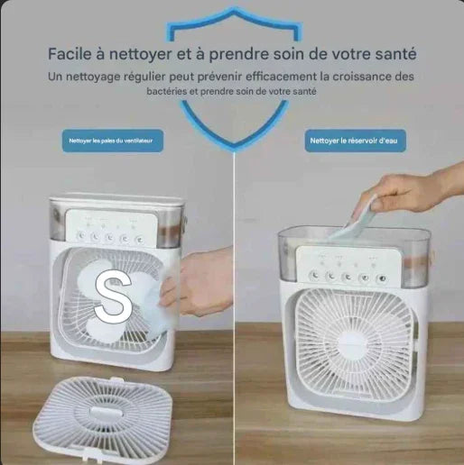 Ventilateur électrique portable 3 en 1 : Climatiseur domestique, ventilateur USB & veilleuse LED Gemalys™