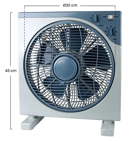 Ventilateur carré 12 pouces avec 3 vitesses réglables – Puissant et silencieux Gemalys™