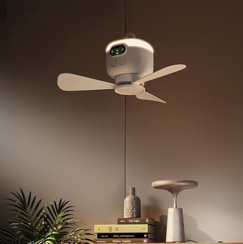 Ventilateur de camping portable rechargeable 8 000 mAh Plafonnier 3 pales amovibles, 4 vitesses, minuteur et télécommande, blanc Gemalys™