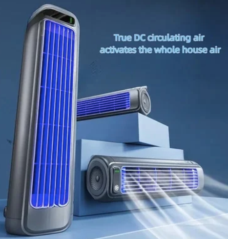 Ventilateur de bureau rechargeable 2000mAh – Mini tour sans fil 3 vitesses, mural et sans perçage, idéal cuisine et domicile Gemalys™
