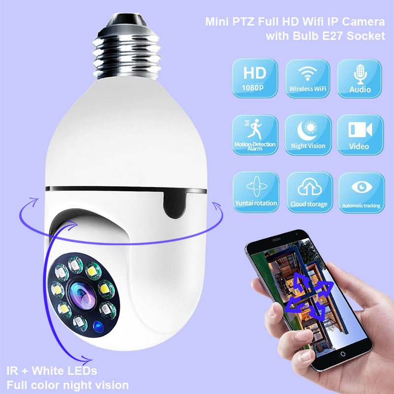 WiFi CAMERA 1080P Bulb 4X Zoom Camera E27 Home 5GWiFi Alarm Monitor - Gemalys™